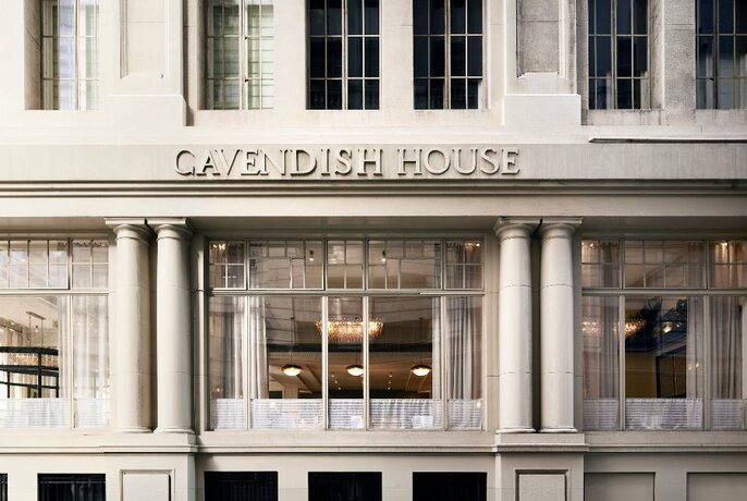 A building exterior with columns and the words CAVENDISH HOUSE.