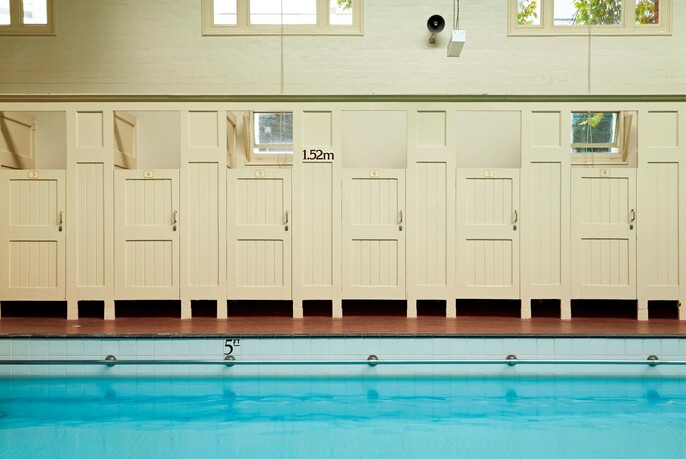 Indoor swimming pool at Melbourne City Baths.
