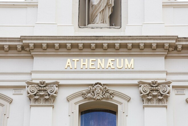 Heritage-listed Athenaeum building, with columns and ornate capitals.