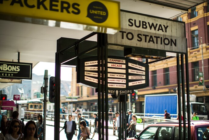 Subway sign on Flinders Street.
