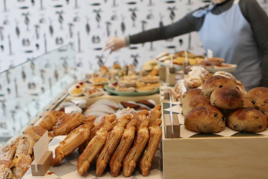 Selection of pastries on display.