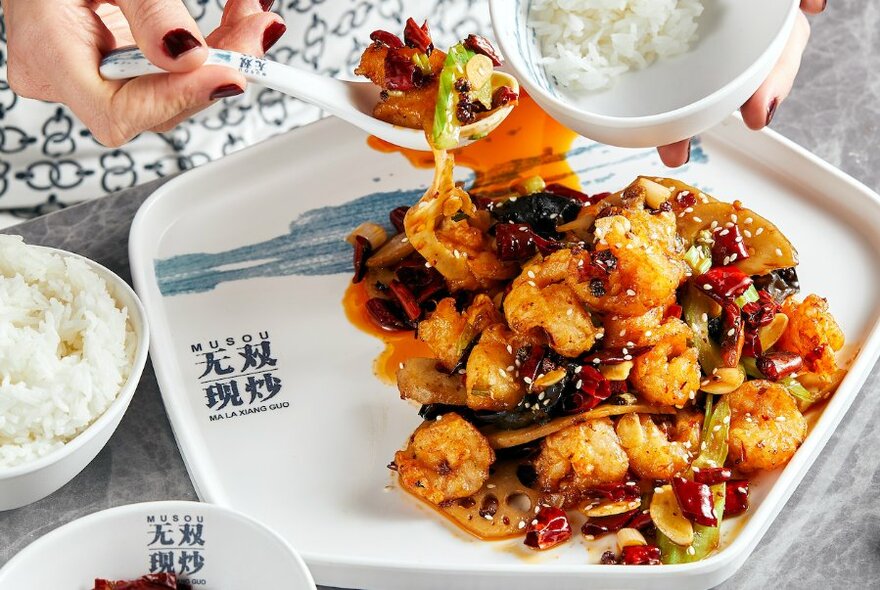 Spicy Sichuan Chinese stir-fry.