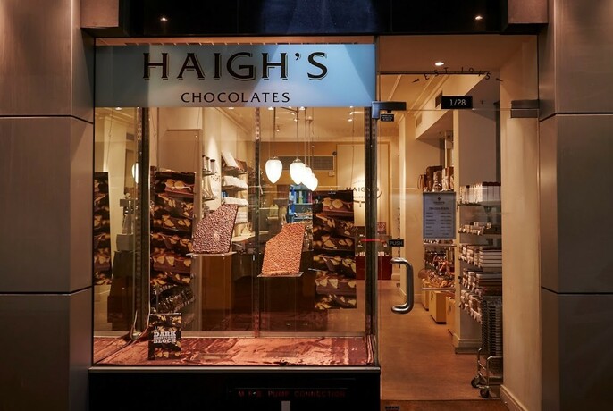 Outside of Haigh's store in Collins Street.