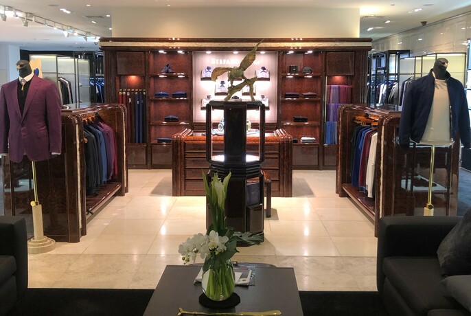 Men's suits and casualwear at Harrolds designer fashion shop.