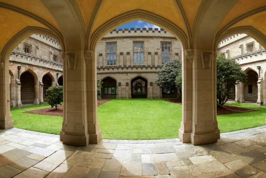 Arches beneath a university building