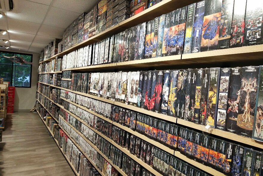 Close up of shelves at Mindgames.