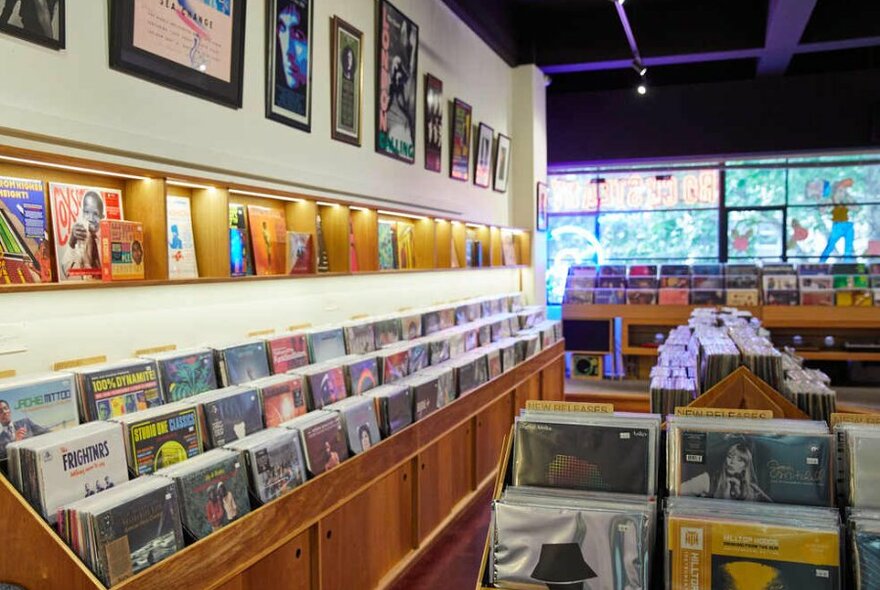 The inside of a record store