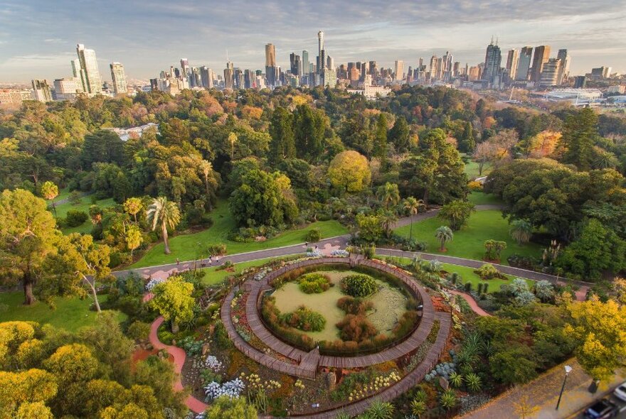 Aerial shot of Royal Botanic Gardens