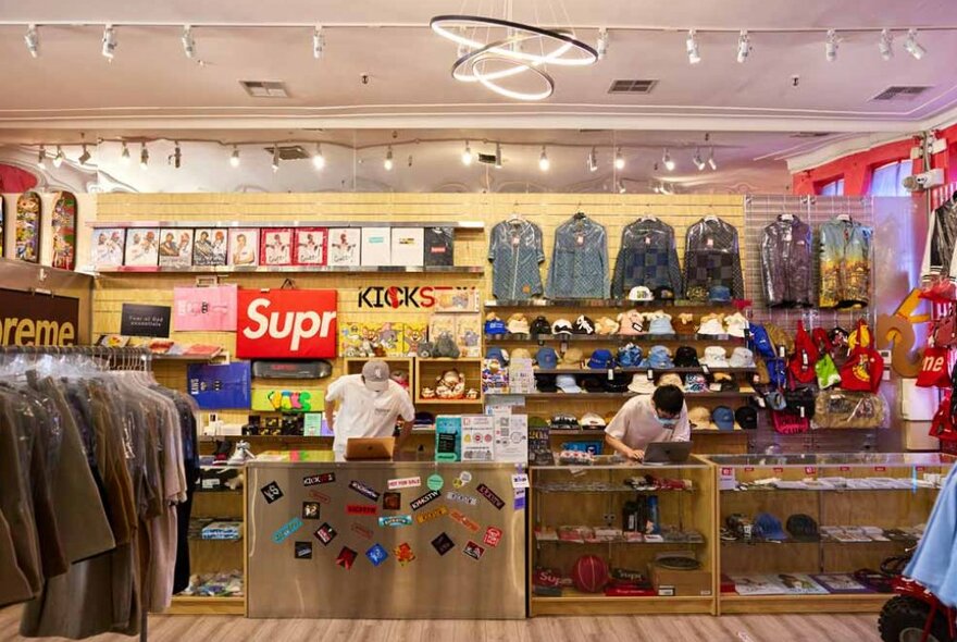 The checkout at a streetwear store