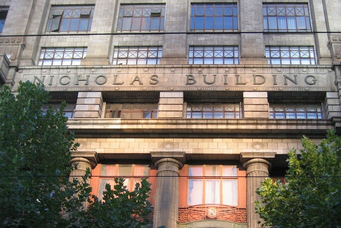 Heritage-listed Nicholas Building on Swanston Street.
