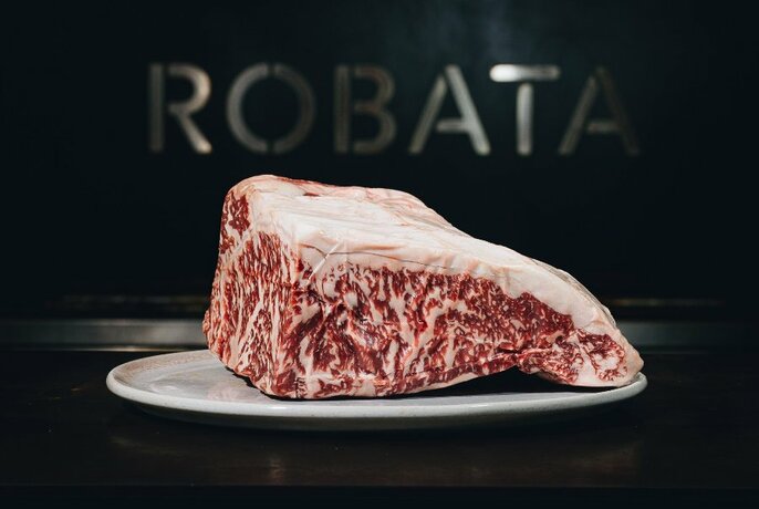 A plate of Wagyu beef.
