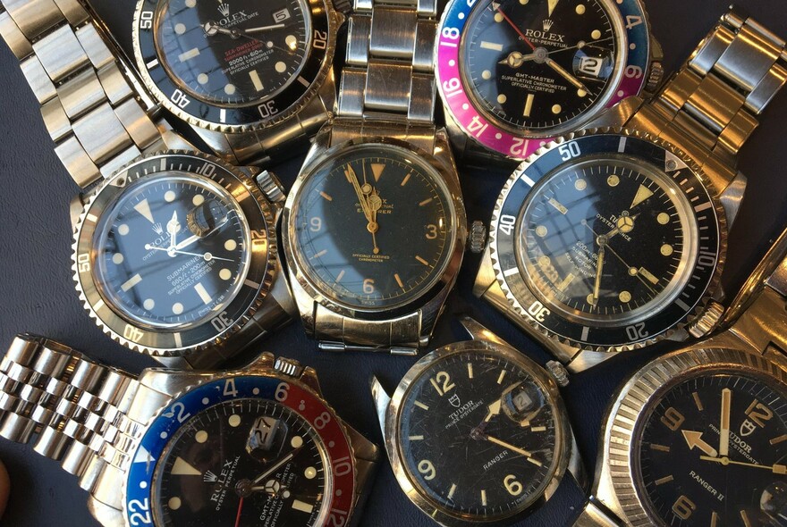 Collection of vintage men's watches.