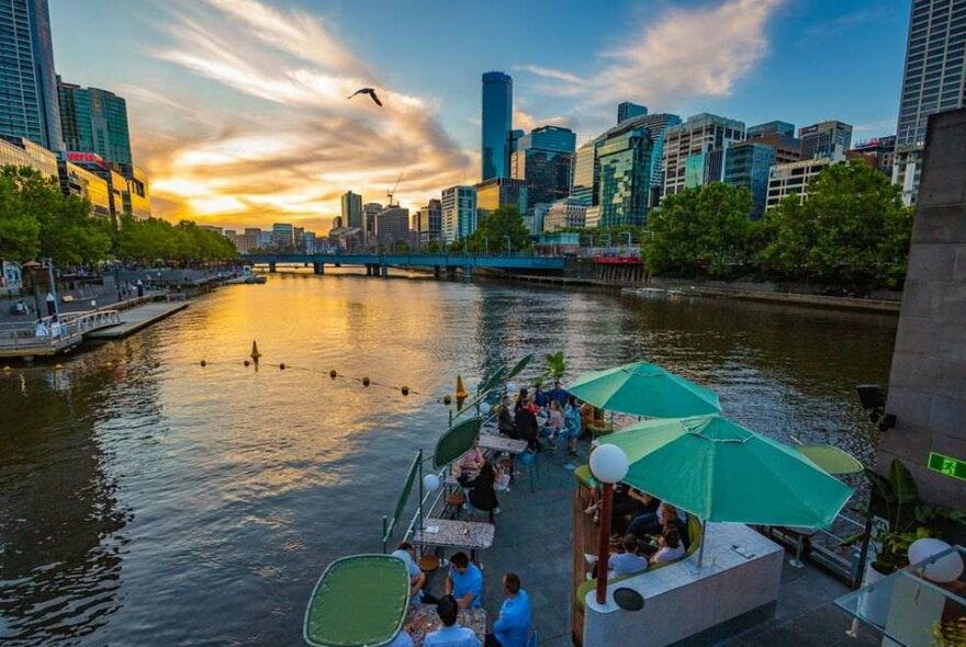 A bar floating on the river