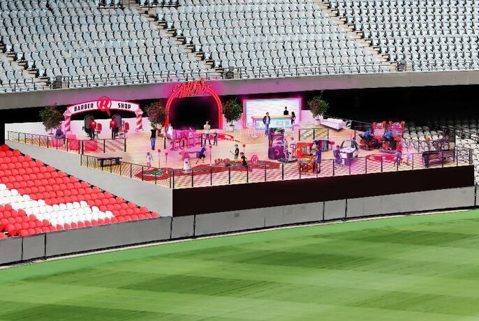 An event area in an empty stadium.