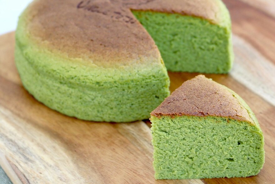 Green sponge cake.