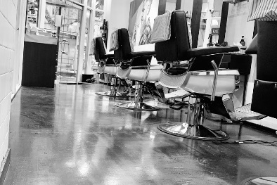 Chairs in a barber shop.