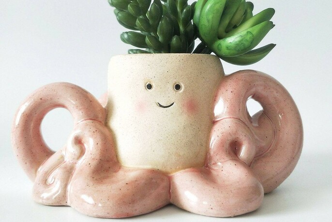 Ceramic pot in an octopus design.