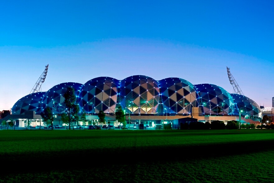 Domed roof of AAMI Park stadium.