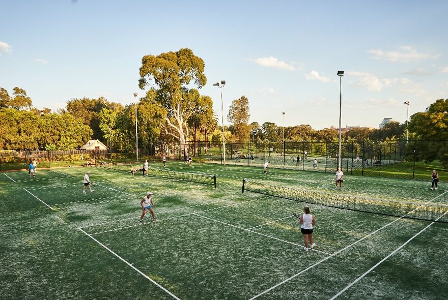 Fawkner Park Tennis club showing tennis courts.