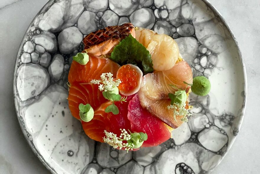 A plate of sashimi.