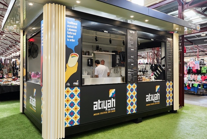 Atiyah food stall under the sheds at Queen Victoria Market.