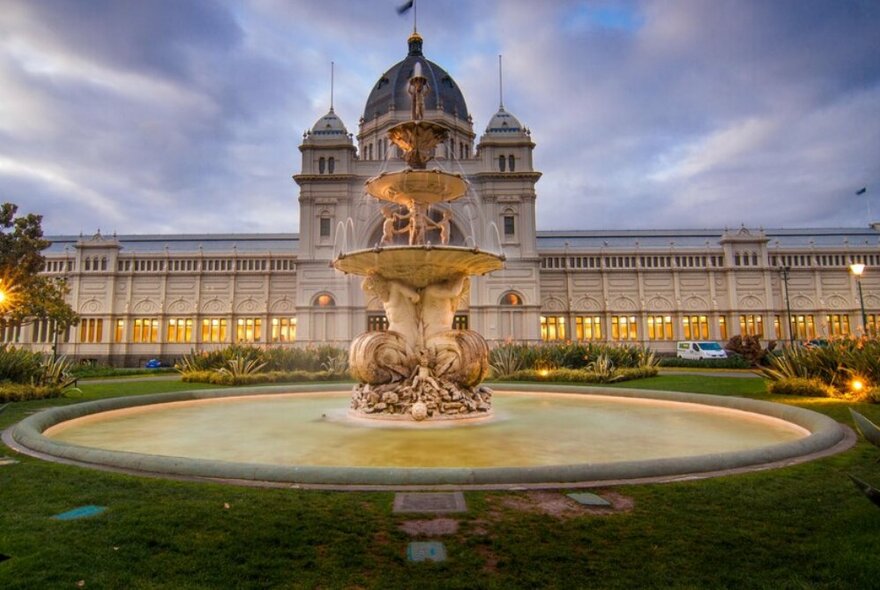 The Hochgurtel Fountain in front of the Royal Exhibition Building in Carlton Gardens.