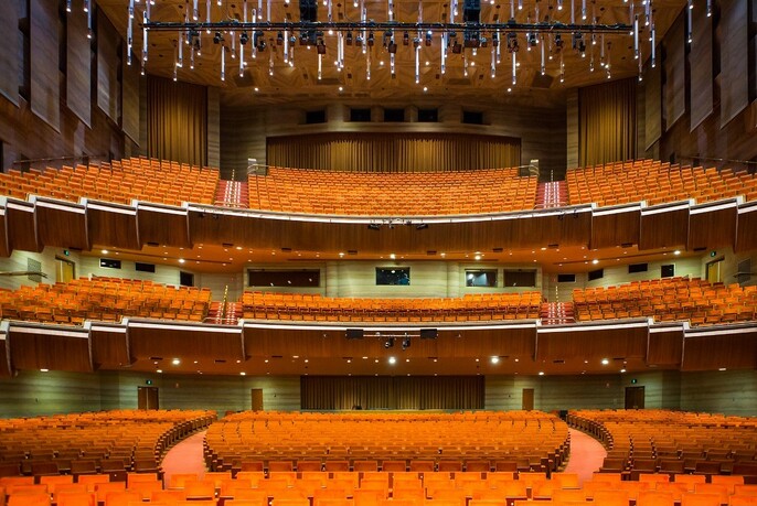 Three tiers of seating at Hamer Hall.