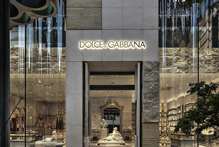 Exterior of Dolce & Gabbana shop.