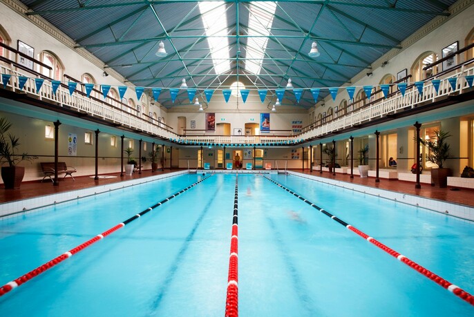 Melbourne city Baths heritage-listed indoor swimming pool.
