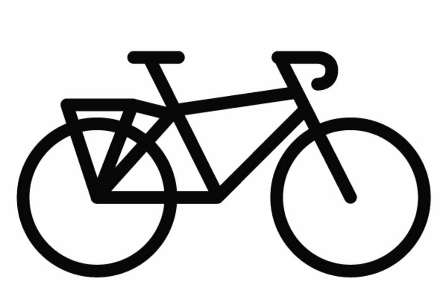 Black drawing of a bicycle.