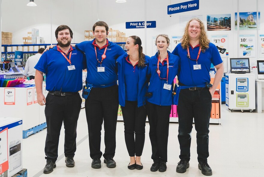 Officeworks staff in the store. 