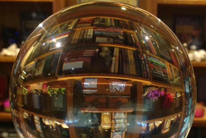Crystal ball in a shop selling magic paraphernalia.