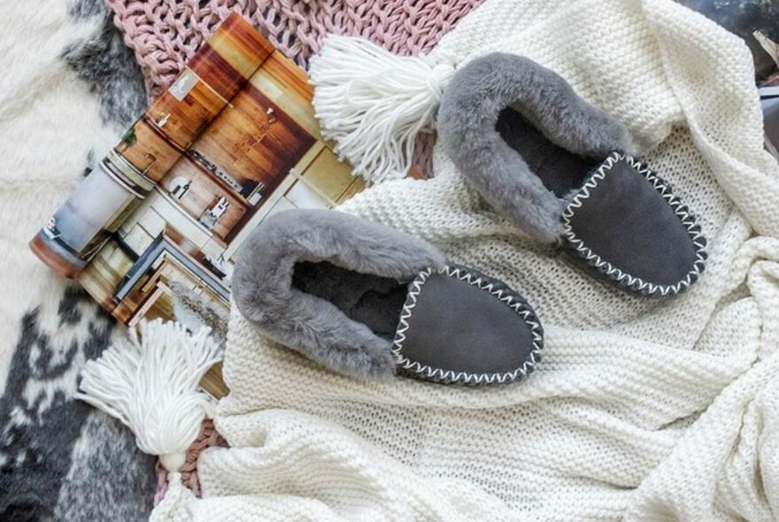 Slippers on a blanket