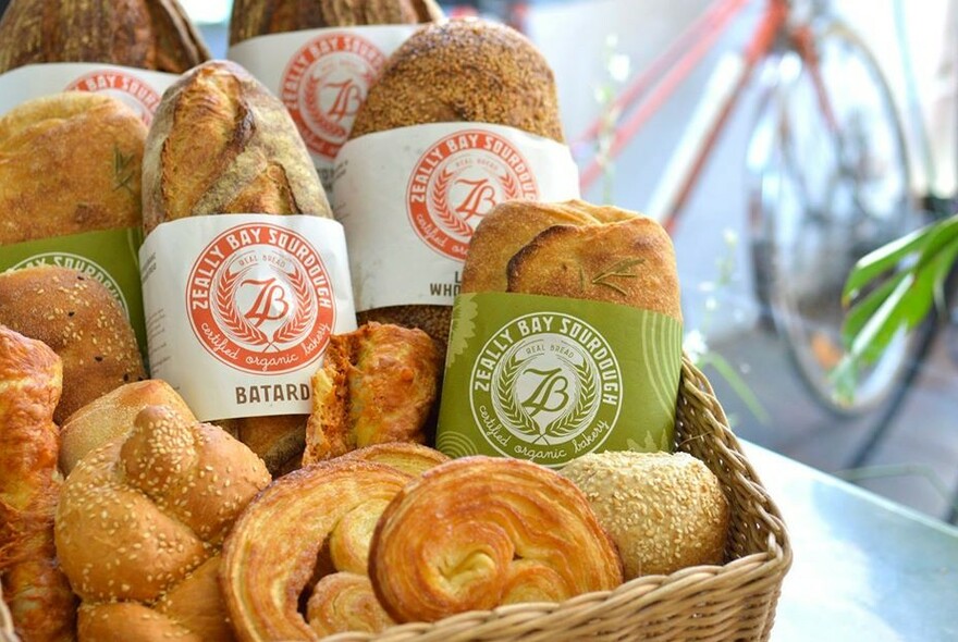 Collection of breads and pastries.