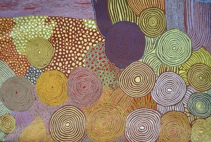 Aboriginal painting at Red Desert Dreamings gallery.