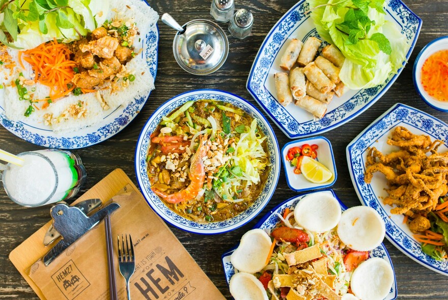 A vast selection of Vietnamese food. 