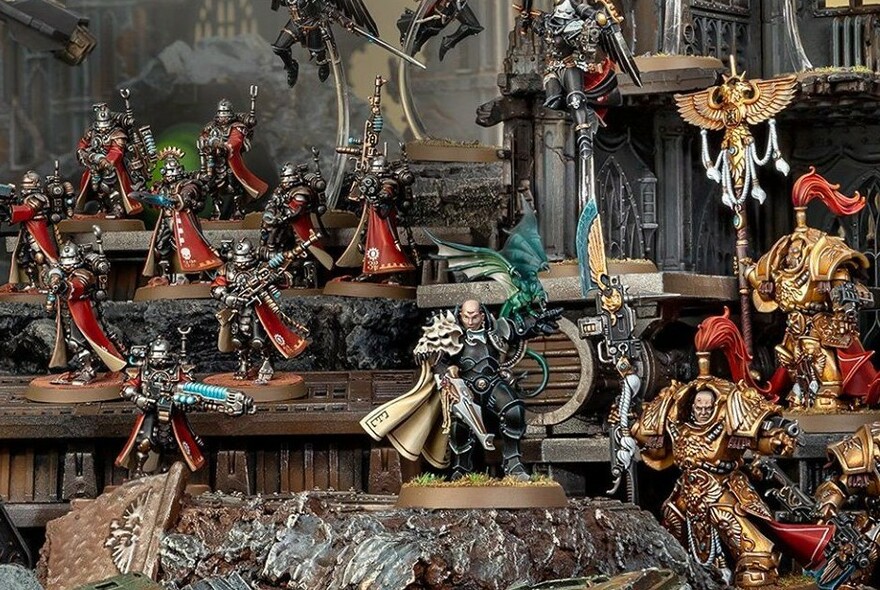 Collection of fantasy miniature figurines.