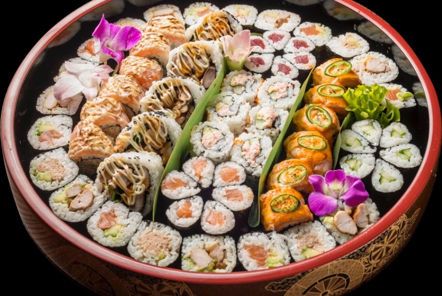 Large container of sushi.