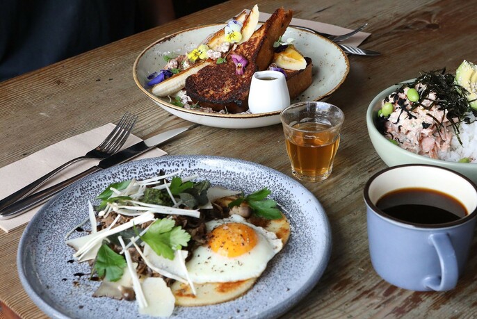 Eggs for breakfast at Auction Rooms coffee roastery and cafe.