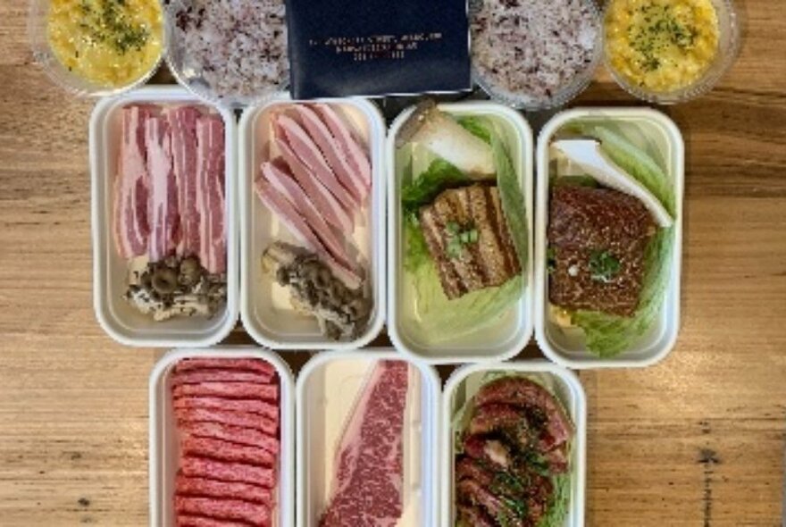 Selection of raw meat for Korean barbeque.