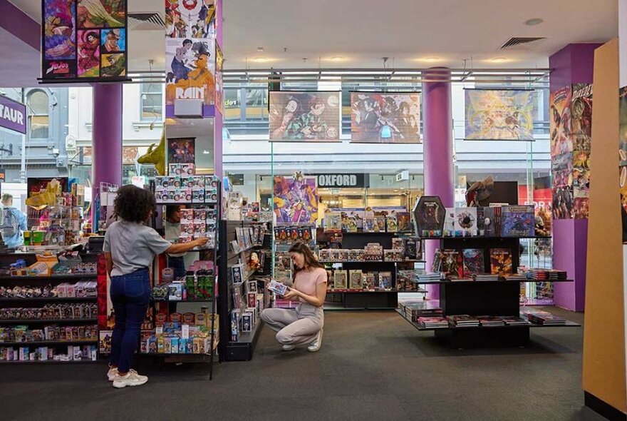 Two women browsing in a gaming shop